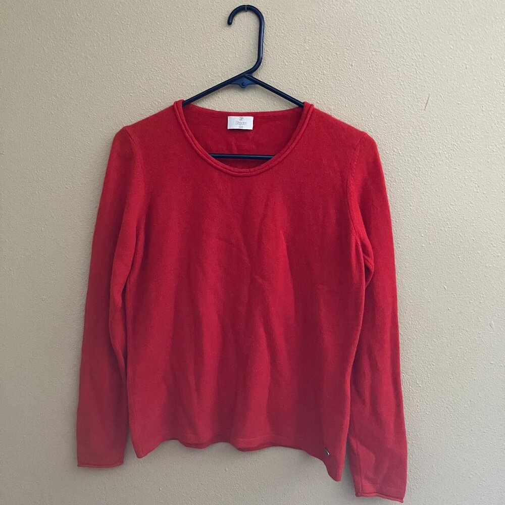 Elegance Paris women's sweater, long sleeves, red color.100 % cashmere